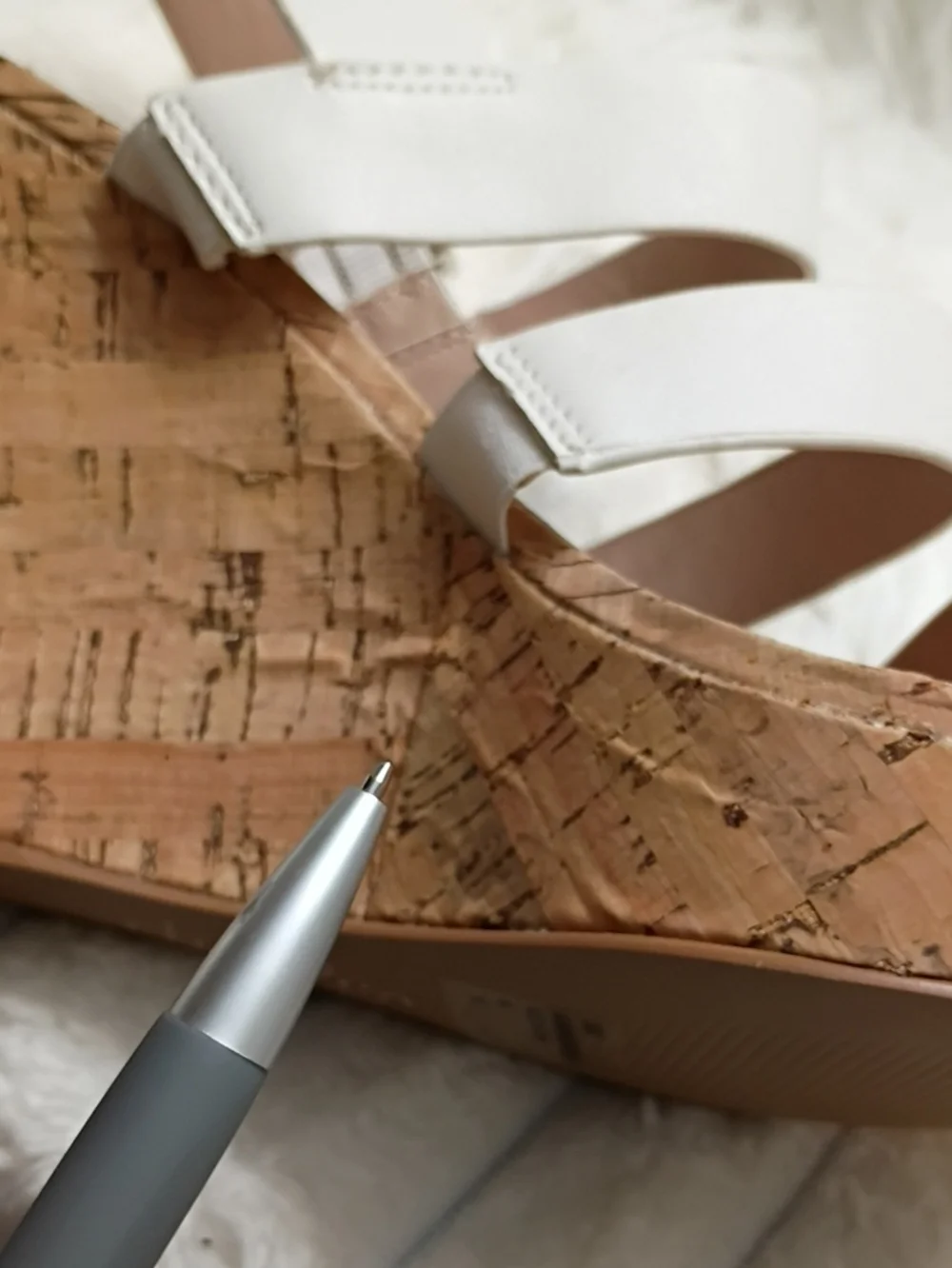 Charles By Charles Stanley Liber White Cork Wedge Sandals with Buckle Strap 7M